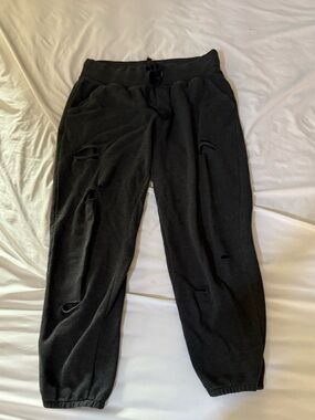 aerie charcoal Distressed Jogger Sweatpants
